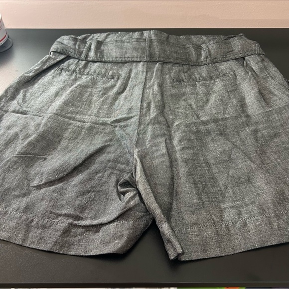 Lauren Ralph Lauren Linen Blend High Waist Shorts Charcoal Gray Tie Belt Size 12 - Picture 2 of 7